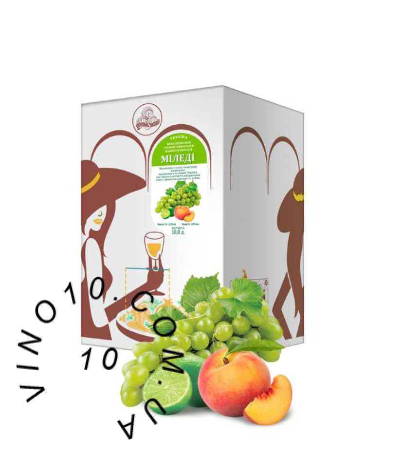 Вино Міледи Вино з Бочки з ароматом лайму та персика 10 літрів