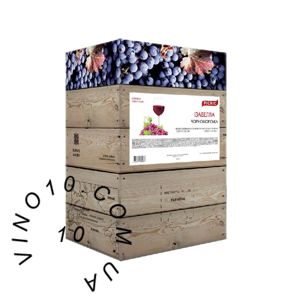 Вино Ізабелла Чорноморська Пікнік напівсолодке червоне 10 літрів